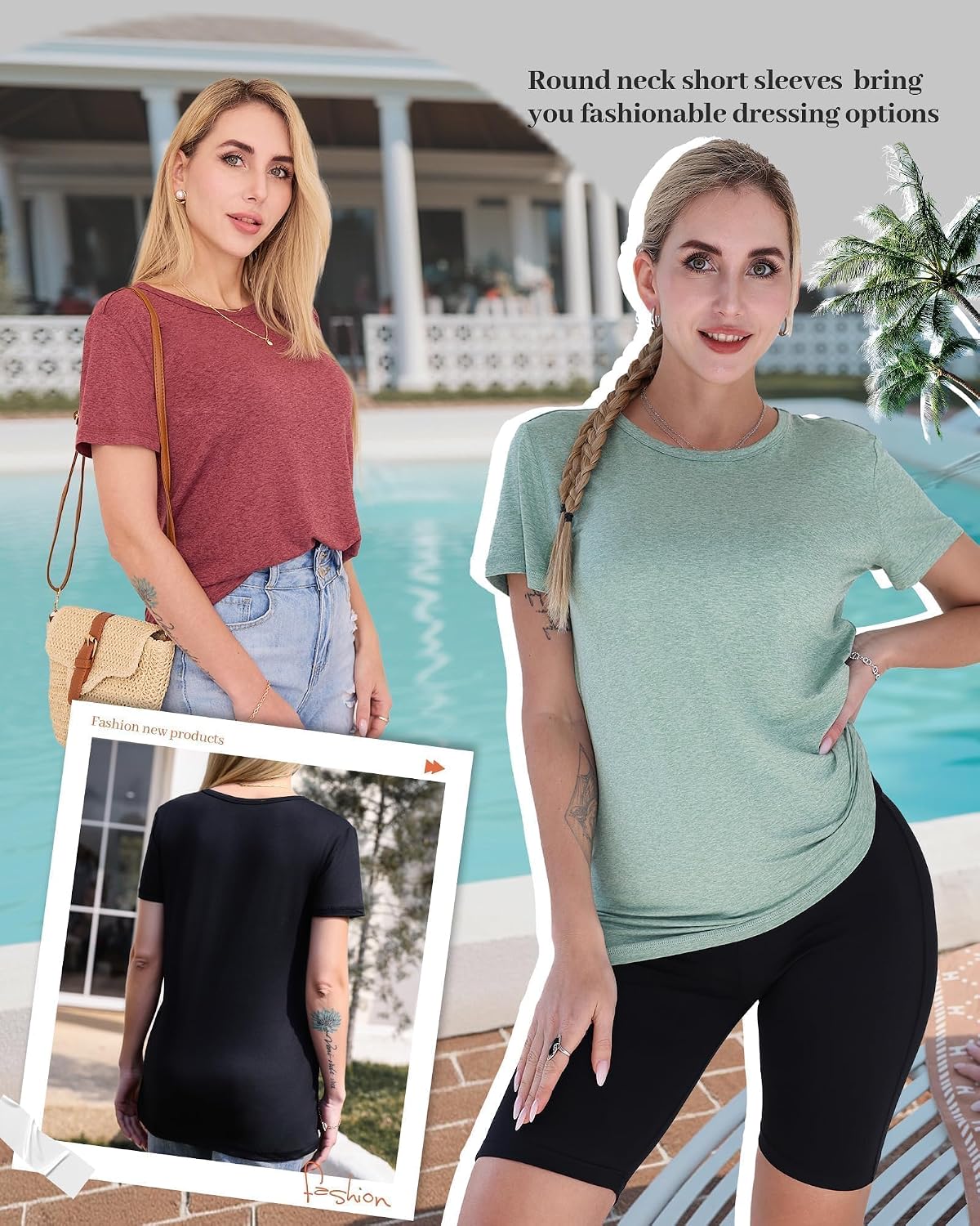GAYHAY 3 Pack Womens T-Shirts - Short Sleeve Spring Summer Tops Crew Neck Trendy Casual Work Soft Basic Tees for Ladies 2026
